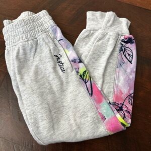 Justice Gray Joggers with Multicolor Side Design